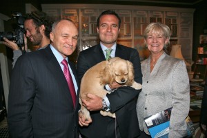 NYC Police Commissioner Ray Kelly, dog-loving Greg Kelly with Lucy, and Veronica Kelly at the book party