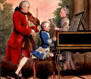 Young Wolfgang Amadeus Mozart playing one of his compositions at Court